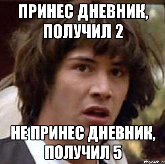 ПРИНЕС ДНЕВНИК, ПОЛУЧИЛ 2 НЕ ПРИНЕС ДНЕВНИК, ПОЛУЧИЛ 5, Мем А что если (Киану Ривз)