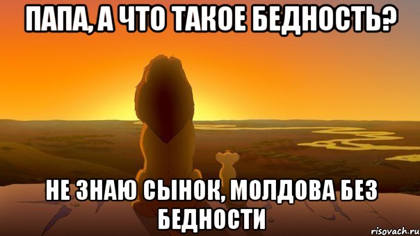 папа, а что такое бедность? не знаю сынок, молдова без бедности, Мем  король лев