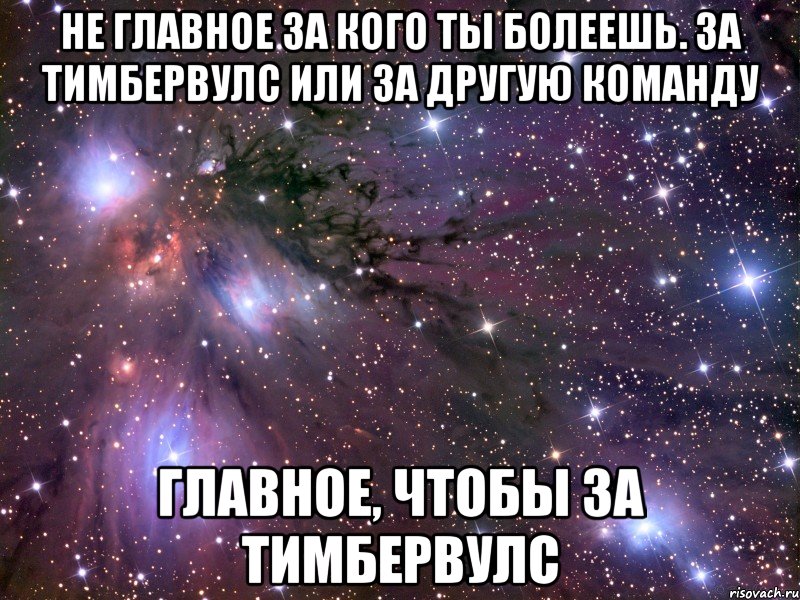 НЕ ГЛАВНОЕ ЗА КОГО ТЫ БОЛЕЕШЬ. ЗА ТИМБЕРВУЛС ИЛИ ЗА ДРУГУЮ КОМАНДУ ГЛАВНОЕ, ЧТОБЫ ЗА ТИМБЕРВУЛС, Мем Космос