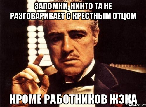 запомни, никто та не разговаривает с крестным отцом кроме работников ЖЭКа, Мем крестный отец