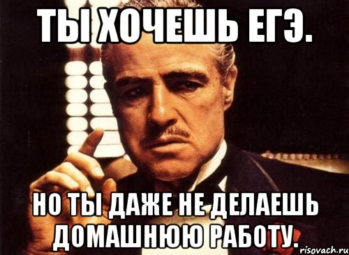 Ты хочешь ЕГЭ. Но ты даже не делаешь домашнюю работу., Мем крестный отец