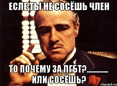 ЕСЛЕ ТЫ НЕ СОСЁШЬ ЧЛЕН то почему за ЛГБТ?............. ИЛИ СОСЁШЬ?, Мем крестный отец