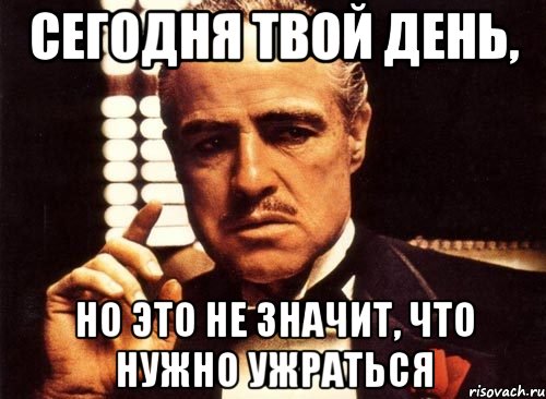 сегодня твой день, но это не значит, что нужно ужраться, Мем крестный отец