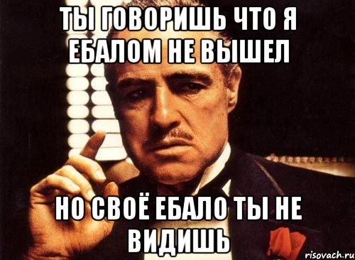 Ты говоришь что я ебалом не вышел но своё ебало ты не видишь, Мем крестный отец