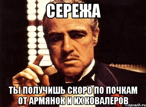 Сережа ты получишь скоро по почкам от армянок и их ковалеров, Мем крестный отец