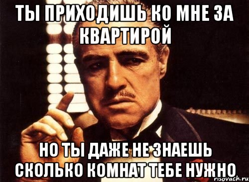 Ты приходишь ко мне за квартирой Но ты даже не знаешь сколько комнат тебе нужно, Мем крестный отец