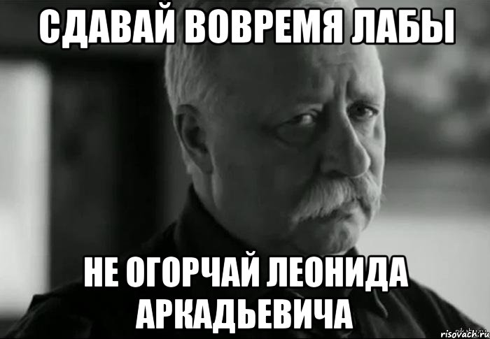 Сдавай вовремя лабы Не огорчай Леонида Аркадьевича, Мем Не расстраивай Леонида Аркадьевича