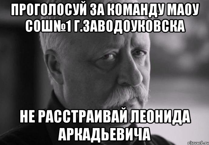 проголосуй за команду маоу сош№1 г.заводоуковска не расстраивай леонида аркадьевича, Мем Не расстраивай Леонида Аркадьевича