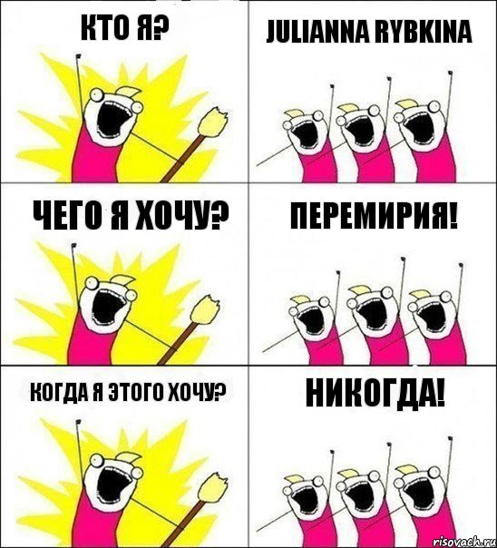 Кто я? Julianna Rybkina Чего я хочу? Перемирия! Когда я этого хочу? Никогда!, Комикс кто мы