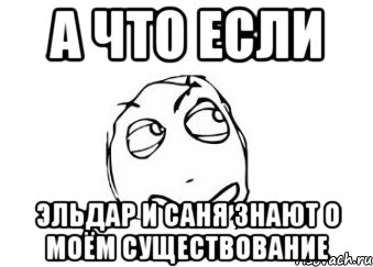 а что если эльдар и саня знают о моём существование, Мем Мне кажется или