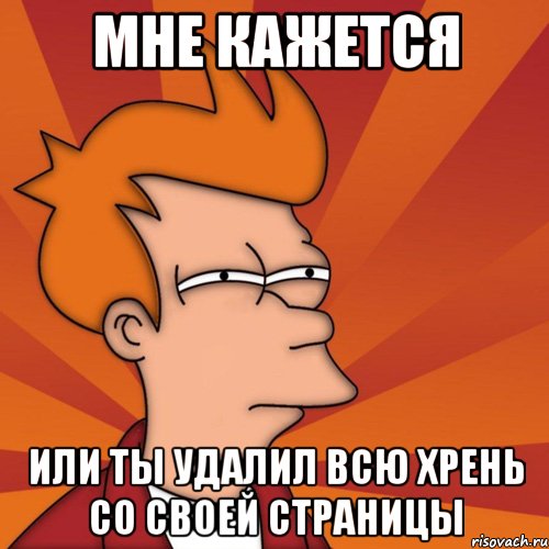 мне кажется или ты удалил всю хрень со своей страницы, Мем Мне кажется или (Фрай Футурама)