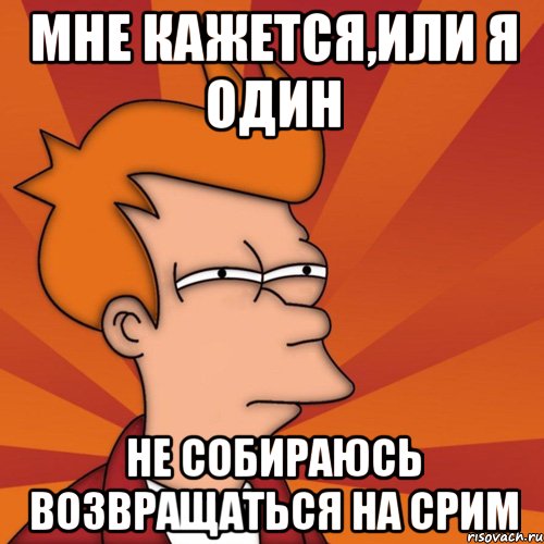 мне кажется,или я один не собираюсь возвращаться на срим, Мем Мне кажется или (Фрай Футурама)