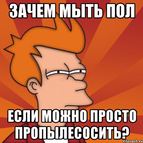 зачем мыть пол если можно просто пропылесосить?, Мем Мне кажется или (Фрай Футурама)