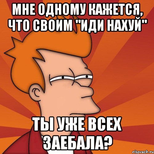 мне одному кажется, что своим "иди нахуй" ты уже всех заебала?, Мем Мне кажется или (Фрай Футурама)