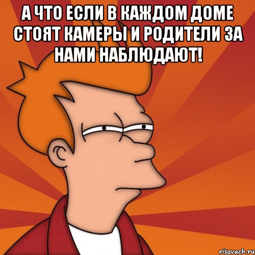 а что если в каждом доме стоят камеры и родители за нами наблюдают! , Мем Мне кажется или (Фрай Футурама)