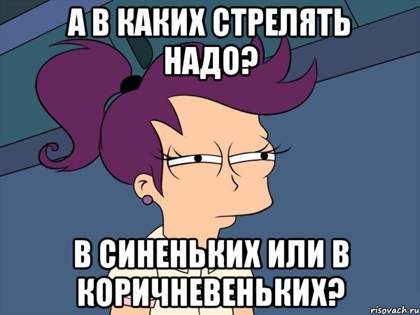 А в каких стрелять надо? В синеньких или в коричневеньких?, Мем Мне кажется или (с Лилой)