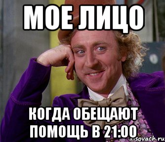 Мое лицо когда обещают помощь в 21:00, Мем мое лицо