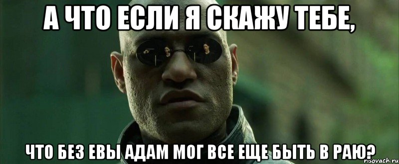 а что если я скажу тебе, что без евы адам мог все еще быть в раю?, Мем  морфеус