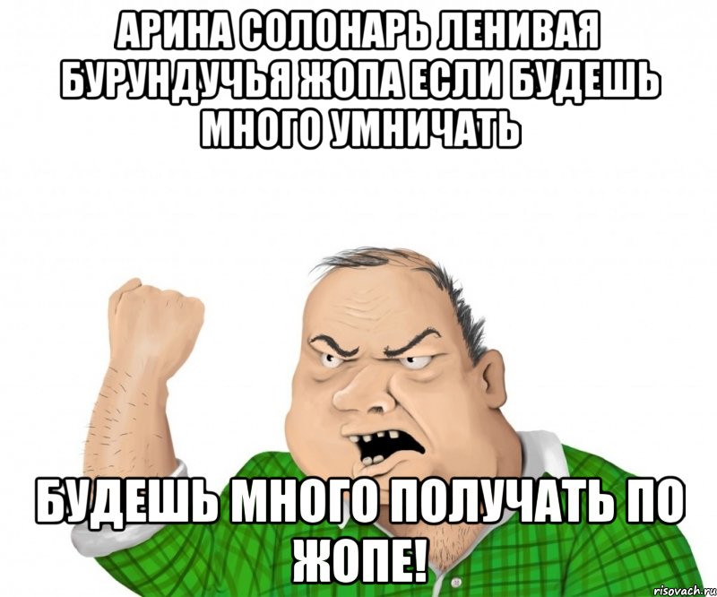 арина солонарь ленивая бурундучья жопа если будешь много умничать будешь много получать по жопе!, Мем мужик