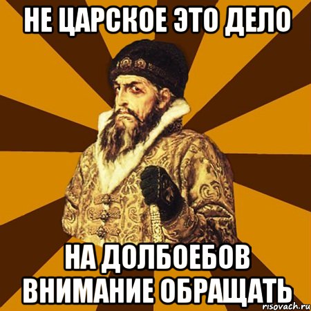 Не царское это дело На долбоебов внимание обращать, Мем Не царское это дело