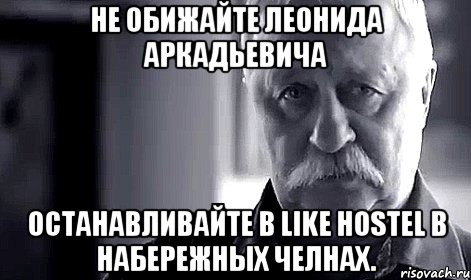 Не обижайте Леонида Аркадьевича останавливайте в Like Hostel В Набережных Челнах., Мем Не огорчай Леонида Аркадьевича