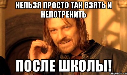 нельзя просто так взять и непотренить после школы!, Мем Нельзя просто так взять и (Боромир мем)