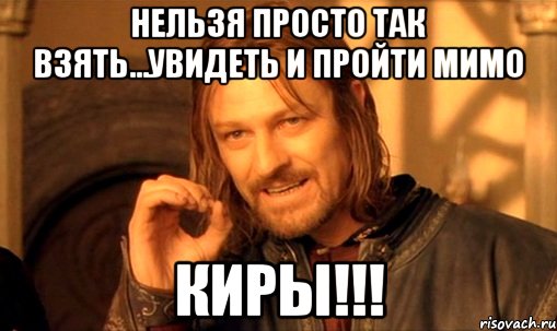 нельзя просто так взять...увидеть и пройти мимо киры!!!, Мем Нельзя просто так взять и (Боромир мем)