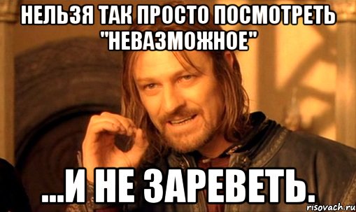 нельзя так просто посмотреть "невазможное" ...и не зареветь., Мем Нельзя просто так взять и (Боромир мем)