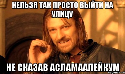 нельзя так просто выйти на улицу не сказав асламаалейкум, Мем Нельзя просто так взять и (Боромир мем)