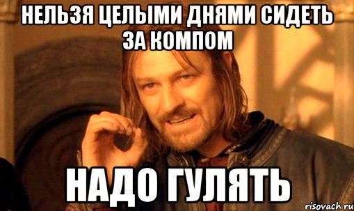 нельзя целыми днями сидеть за компом надо гулять, Мем Нельзя просто так взять и (Боромир мем)