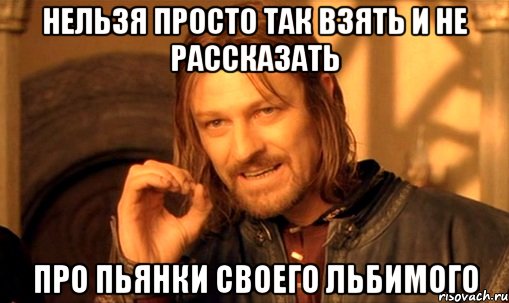 нельзя просто так взять и не рассказать про пьянки своего льбимого, Мем Нельзя просто так взять и (Боромир мем)