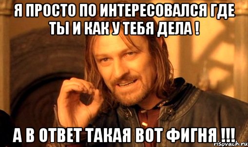 я просто по интересовался где ты и как у тебя дела ! а в ответ такая вот фигня !!!, Мем Нельзя просто так взять и (Боромир мем)