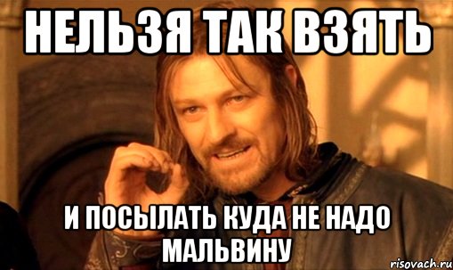 нельзя так взять и посылать куда не надо мальвину, Мем Нельзя просто так взять и (Боромир мем)