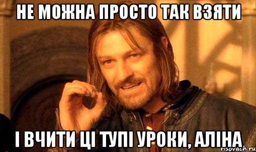 не можна просто так взяти і вчити ці тупі уроки, аліна, Мем Нельзя просто так взять и (Боромир мем)