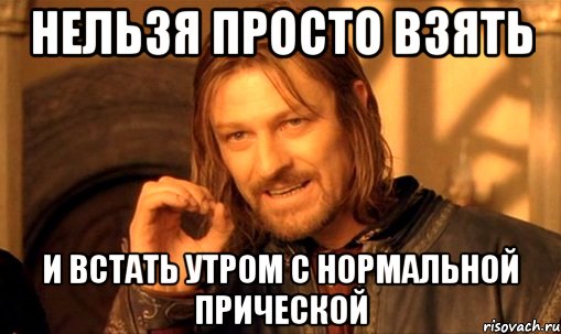 нельзя просто взять и встать утром с нормальной прической, Мем Нельзя просто так взять и (Боромир мем)