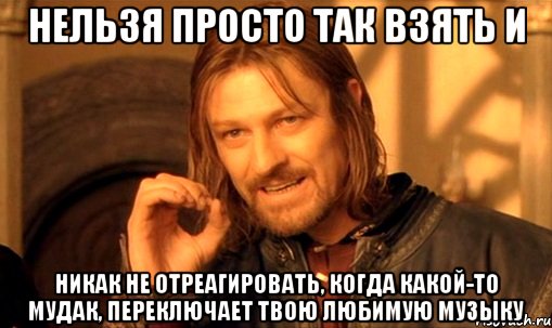 нельзя просто так взять и никак не отреагировать, когда какой-то мудак, переключает твою любимую музыку, Мем Нельзя просто так взять и (Боромир мем)