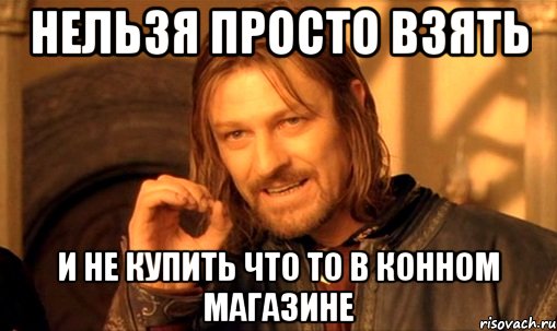 нельзя просто взять и не купить что то в конном магазине, Мем Нельзя просто так взять и (Боромир мем)