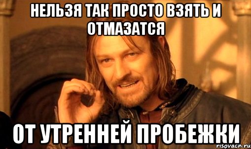 нельзя так просто взять и отмазатся от утренней пробежки, Мем Нельзя просто так взять и (Боромир мем)