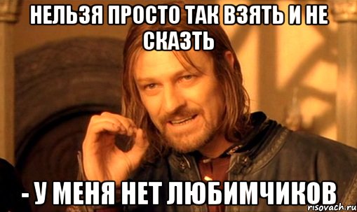 нельзя просто так взять и не сказть - у меня нет любимчиков, Мем Нельзя просто так взять и (Боромир мем)