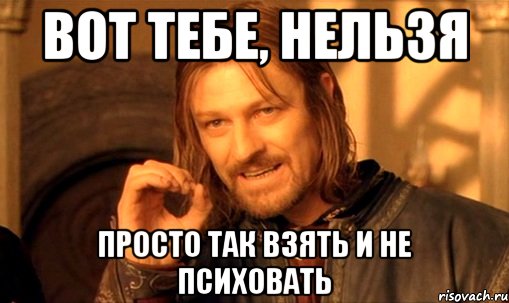 Вот тебе, нельзя просто так взять и не психовать, Мем Нельзя просто так взять и (Боромир мем)