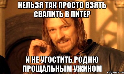 нельзя так просто взять свалить в питер и не угостить родню прощальным ужином, Мем Нельзя просто так взять и (Боромир мем)