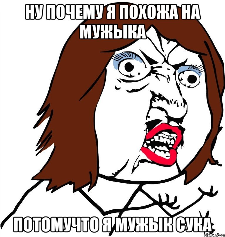 НУ ПОЧЕМУ Я ПОХОЖА НА МУЖЫКА ПОТОМУЧТО Я МУЖЫК СУКА, Мем Ну почему (девушка)