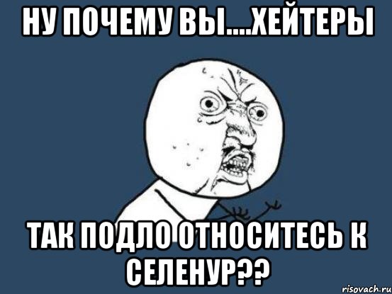 ну почему вы....хейтеры так подло относитесь к селенур??, Мем Ну почему