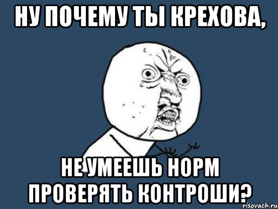 ну почему ты крехова, не умеешь норм проверять контроши?, Мем Ну почему