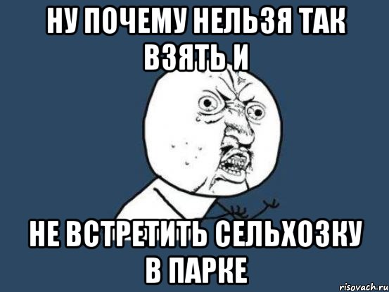 ну почему нельзя так взять и не встретить сельхозку в парке, Мем Ну почему