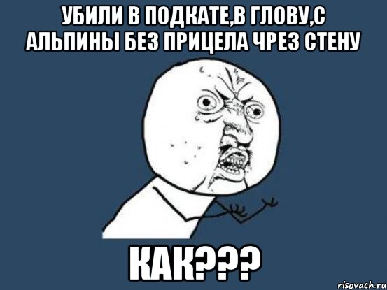 убили в подкате,в глову,с альпины без прицела чрез стену как???, Мем Ну почему