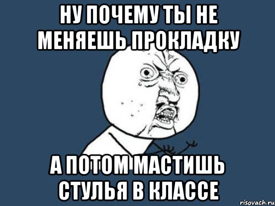 ну почему ты не меняешь прокладку а потом мастишь стулья в классе, Мем Ну почему