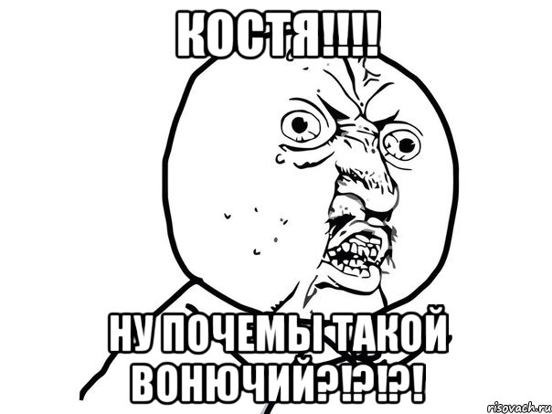 костя!!! ну почемы такой вонючий?!?!?!, Мем Ну почему (белый фон)