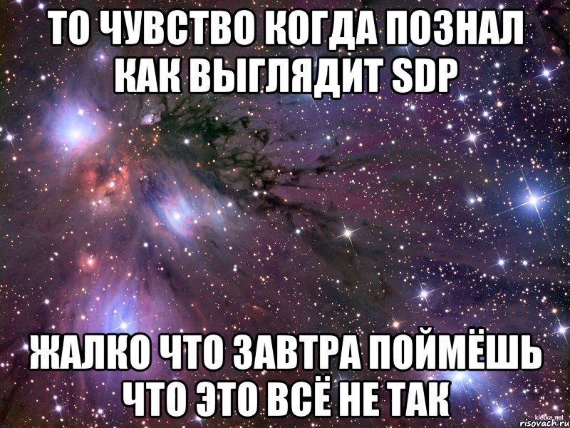 то чувство когда познал как выглядит sdp жалко что завтра поймёшь что это всё не так, Мем Космос