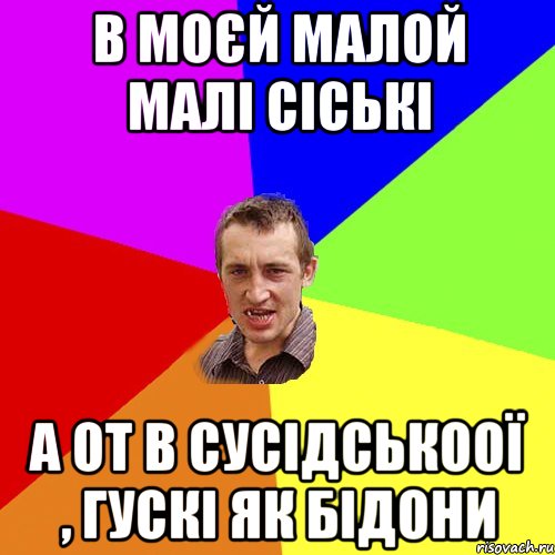 в моєй малой малі сіські а от в сусідськоої , гускі як бідони, Мем Чоткий паца